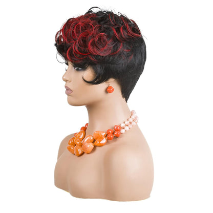 باروكة شعر رمادية قصيرة مع غرة للنساء ذوات البشرة السمراء - نمط قصير مجعد طبيعي مموج منفوش (رمادي) 