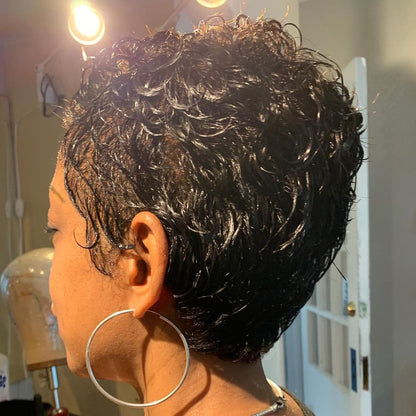 2025 Hot Pixie Cut Curly Short Brazilian Easy Wear Full Wig 