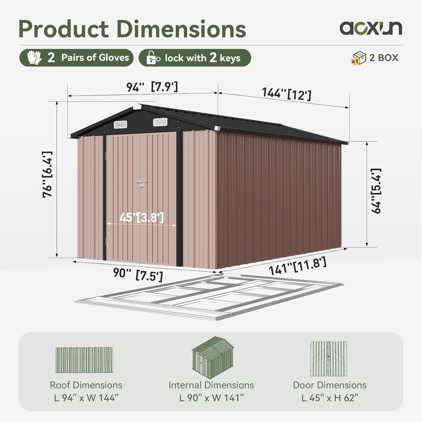Metal Storage Shed House with Air Vent