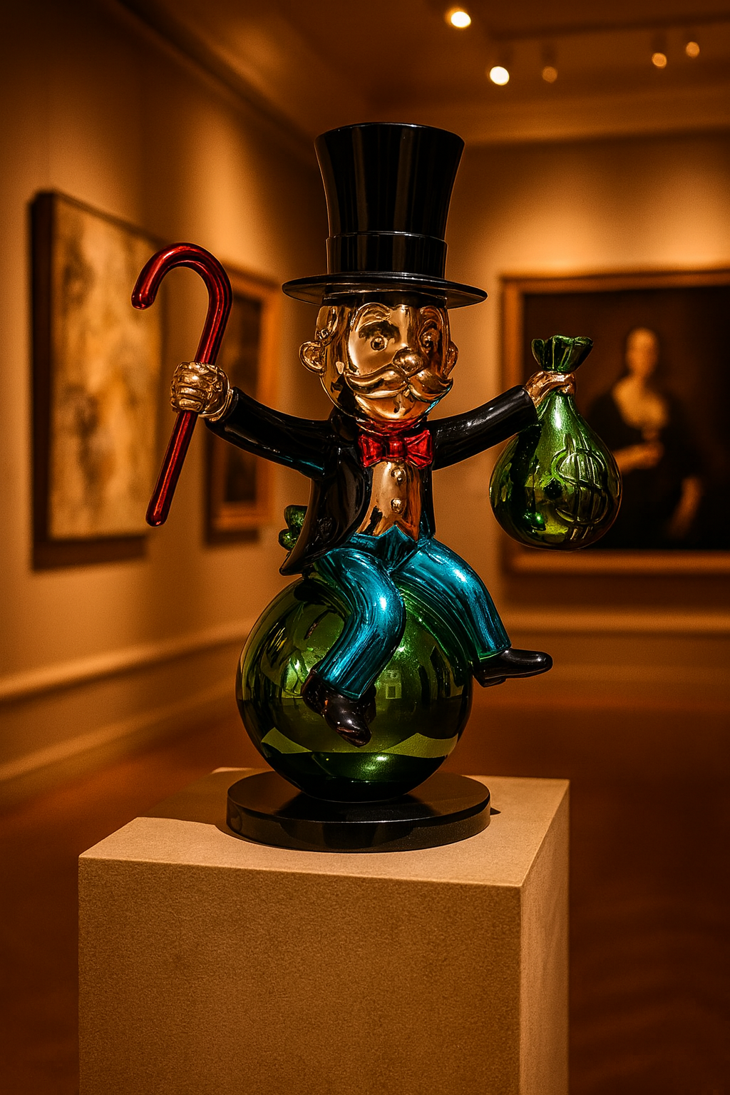 مونوبولي جالسًا على كيس دولار™ 